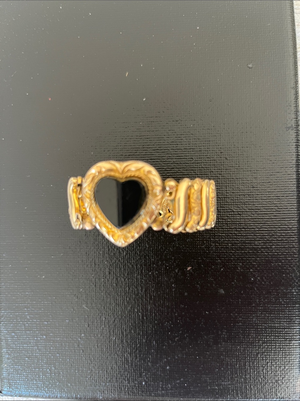 Vintage 1940s WWII Era Gold Filled SweetHeart Bracelet with Black Accent